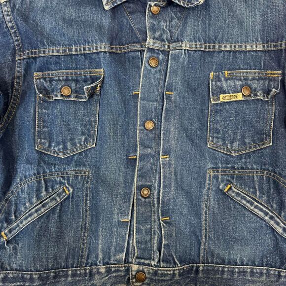 Vintage 1960s Gauchos Selvedge Denim Jacket Distressed Blue - Picture 7 of 8